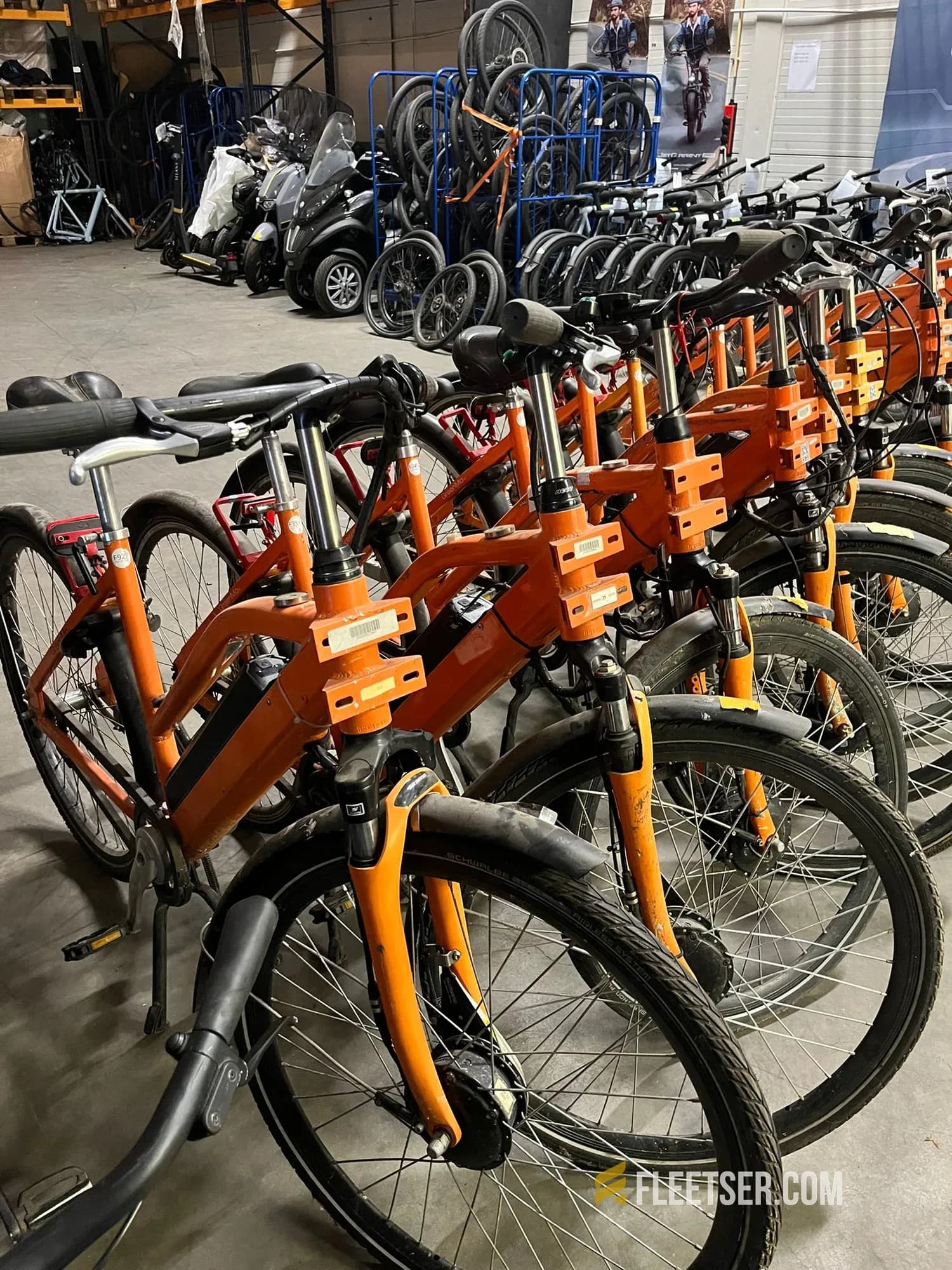 Orange delivery bikes